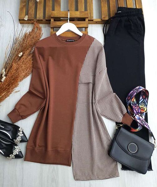 COWE POTİKARE GARNİLİ TEK CEP TUNİK B3-4-5430-37-KAHVE - 1