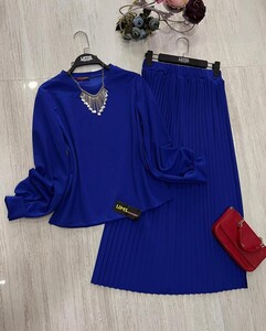 COZE BALON KOL PİLİSELİ ETEKLİ TAKIM C2-1439-14-SAKS MAVİSİ - 
