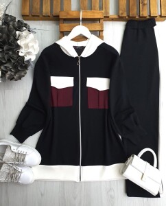 CUGHA GARNİLİ ÇİFT CEP FERMUARLI İKİLİ TAKIM B3-2-1661-01-SİYAH - 1