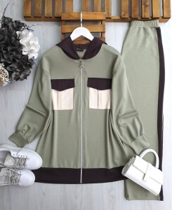 CUGHA GARNİLİ ÇİFT CEP FERMUARLI İKİLİ TAKIM B3-2-1661-09-HAKİ - 1