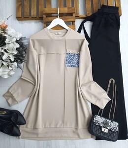 CUHAP TAŞLI KOT TEK CEP SALAŞ TUNİK B10-3-5491-34-BEJ - 