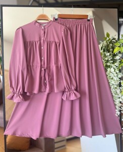 ÇUHEL BELİ TÜNEL BAĞCIKLI DUBAİ ETEKLİ TAKIM 1642-61-ROSE - 