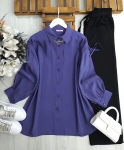 CULDA KOLYELİ OMUZ BAĞCIKLI SALAŞ GÖMLEK A10-1-5510-02-MOR - 