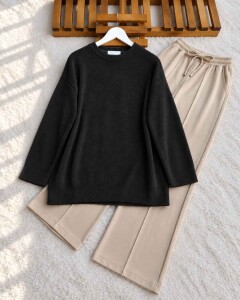 CUSLES BİSİKLET YAKA SAKAL İPLİK KAZAK 60013-01-SİYAH 