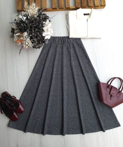 DABEL BELİ LASTİKLİ BALIKSIRTI ETEK A7-1-6092-26-GRİ - 1