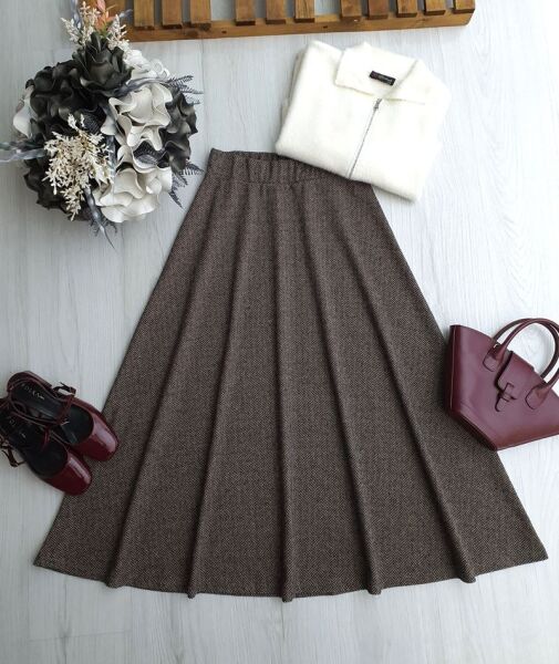 DABEL BELİ LASTİKLİ BALIKSIRTI ETEK 6092-34-BEJ - 1