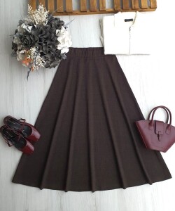 DABEL BELİ LASTİKLİ BALIKSIRTI ETEK A7-1-6092-37-KAHVE - 1