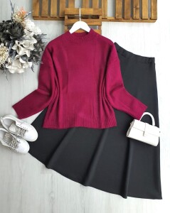 DABGE KARELİ YUMOŞ KAZAK 8180-31-VİŞNE - 