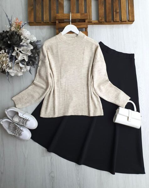 DABGE KARELİ YUMOŞ KAZAK 8180-34-BEJ - 1