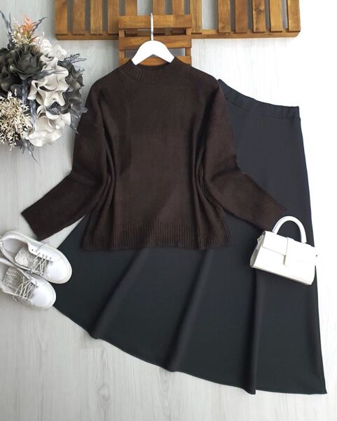 DABGE KARELİ YUMOŞ KAZAK 8180-37-KAHVE - 1