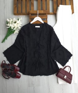 DAYGC PÜSKÜLLÜ JAKAR KISA CEKET 3232-01--SİYAH - 1