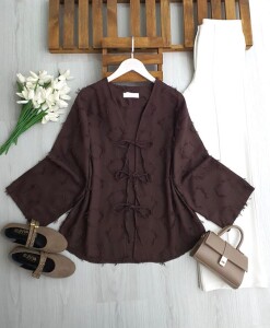 DAYGC PÜSKÜLLÜ JAKAR KISA CEKET 3232-37-KAHVE - 1