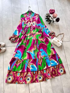 DEFNE DESENLİ PATLI YARIM DÜĞMELİ SALAŞ ELBİSE D4-2301-18-MÜRDÜM - 1