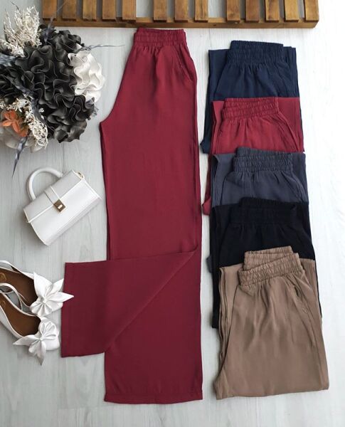 DEON RAHAT KESİM BELİ LASTİKLİ MODAL ÇUPRA BOL PANTOLON A10-4-6066-04-BORDO - 1