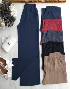 DEON RAHAT KESİM BELİ LASTİKLİ MODAL ÇUPRA BOL PANTOLON A10-4-6066-12-LACİVERT - 