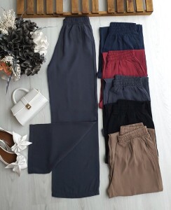 DEON RAHAT KESİM BELİ LASTİKLİ MODAL ÇUPRA BOL PANTOLON A10-4-6066-58-FÜME - 1