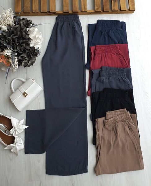 DEON RAHAT KESİM BELİ LASTİKLİ MODAL ÇUPRA BOL PANTOLON A10-4-6066-58-FÜME - 1