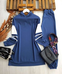 DEYA KOLU GARNİLİ İKİLİ TAKIM 1435-11-İNDİGO - 