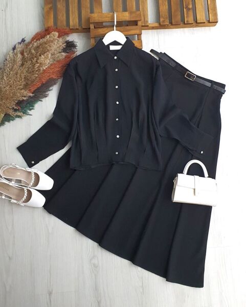 DEYG PENS DETAYLI METAL DÜĞMELİ GÖMLEK B5-3-5658-01-SİYAH - 1