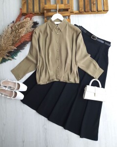 DEYG PENS DETAYLI METAL DÜĞMELİ GÖMLEK B5-3-5658-09-HAKİ - 