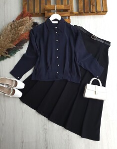 DEYG PENS DETAYLI METAL DÜĞMELİ GÖMLEK B5-3-5658-12-LACİVERT - 1