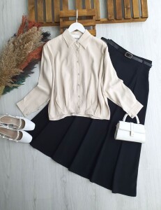 DEYG PENS DETAYLI METAL DÜĞMELİ GÖMLEK B5-3-5658-34-BEJ - 1