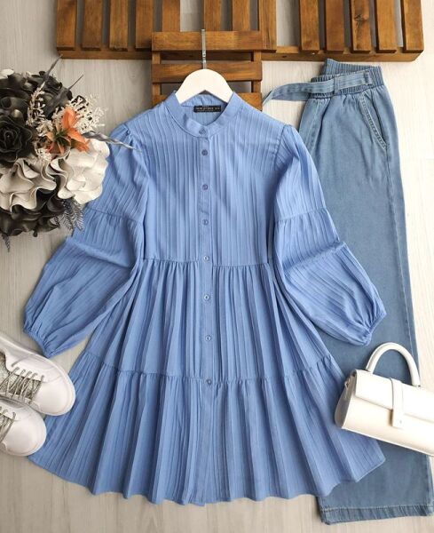 DOLP KAT KAT SALAŞ GÖMLEK TUNİK B4-3-5504-10-MAVİ - 1