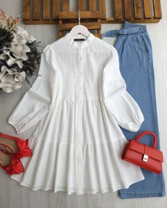 DOLP KAT KAT SALAŞ GÖMLEK TUNİK C10-5504-20-BEYAZ - 
