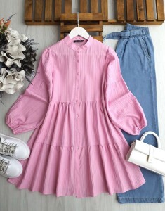 DOLP KAT KAT SALAŞ GÖMLEK TUNİK B11-4-5504-47-PEMBE - 1