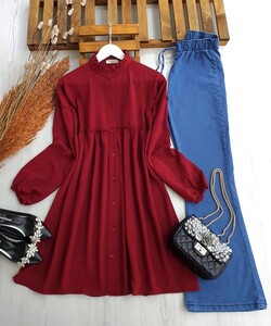 DOLSE YAKA FIRFIRLI SALAŞ AYROBİN TUNİK B9-1-5279-04-BORDO - 