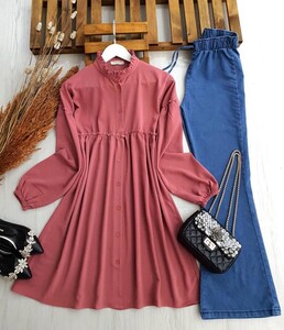 DOLSE YAKA FIRFIRLI SALAŞ AYROBİN TUNİK B9-1-5279-16-GÜL - 