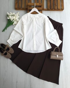 DOPLQ BALON KOL GÜPÜRLÜ BEBE YAKA GÖMLEK B3-3-5718-20-BEYAZ - 