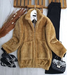 DORVA YAN CEPLİ ASTARLI PELUŞ KAP MONT A10-2-3187-43-CAMEL - 