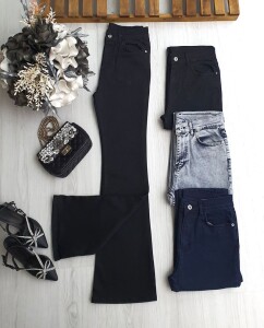 DUGVA İSPANYOL KOT PANTOLON 6089-01-SİYAH - 