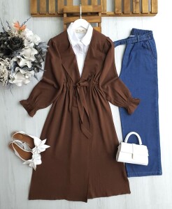 DUHE YAKALI BELİ BAĞCIKLI KAP B9-5-3168-37-KAHVE - 