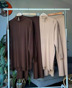 DULCA YIRTMAÇLI YARIM FERMUARLI TRİKO TAKIM A7-3-8075-48-BİSKÜVİ - 