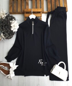 DULHE YARIM FERMUARLI ALTI BASKILI TUNİK 5630-01-SİYAH - 