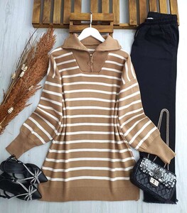 EBGA BALON KOL ÇİZGİLİ TRİKO TUNİK A9-3-8106-48-BİSKÜVİ - 1