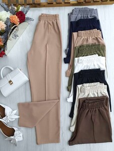 EDİ ÇİMALI BELİ LASTİKLİ DOUBLE PANTOLON A3-5-6056-48-BİSKÜVİ - 