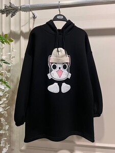 EGAW BERELİ KEDİ NAKIŞLI ÜÇ İPLİK SWEAT B11-4-5393-01-SİYAH - 