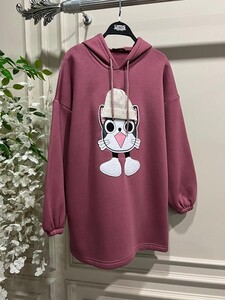 EGAW BERELİ KEDİ NAKIŞLI ÜÇ İPLİK SWEAT B11-4-5393-16-GÜL - 