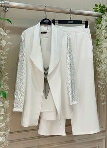 EGEN TAŞ İŞLEMELİ CEKET PANTOLON TAKIM B10-2-1512-20-BEYAZ - 