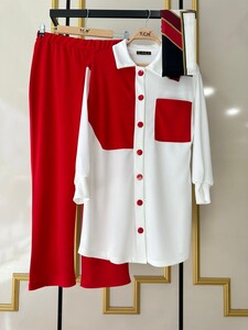 EJAL TEK CEP TOP DÜĞMELİ İKİLİ TAKIM A3-3-1455-03-KIRMIZI - 