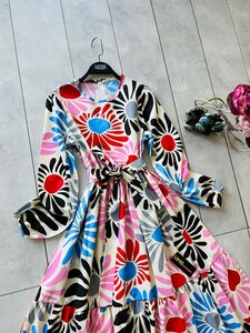 EKİNEZYA DESENLİ MEVLANA ELBİSE D4-2249-16-GÜL - 2