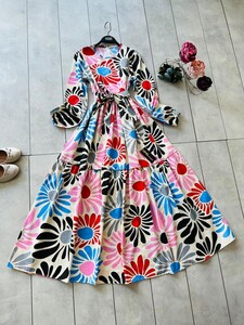 EKİNEZYA DESENLİ MEVLANA ELBİSE D4-2249-16-GÜL - 1