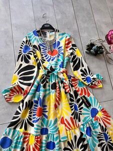 EKİNEZYA DESENLİ MEVLANA ELBİSE D4-2249-23-SARI - 2