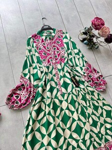 ELAN DESENLİ PATLI YARIM DÜĞMELİ SALAŞ ELBİSE D2-2303-54-BENETTON - 