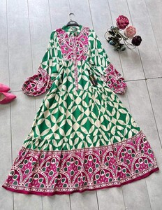 ELAN DESENLİ PATLI YARIM DÜĞMELİ SALAŞ ELBİSE D2-2303-54-BENETTON - 2