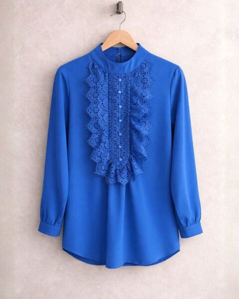 ELCEJA ÖNÜ GÜPÜRLÜ GÖMLEK 23346-14-SAKS - 1