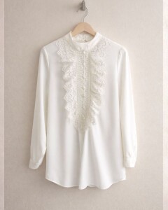 ELCEJA ÖNÜ GÜPÜRLÜ GÖMLEK 23346-20-BEYAZ - 1